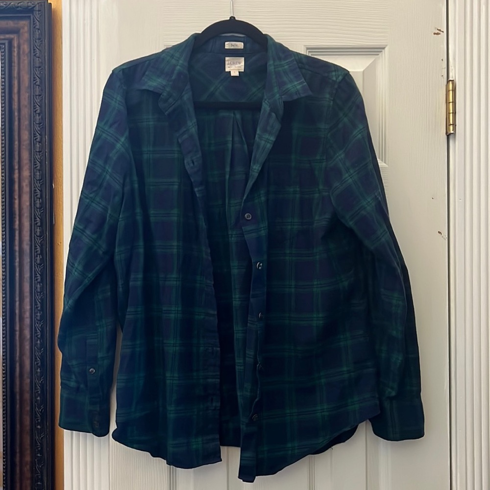 J crew boy fit button down shirt - navy and green